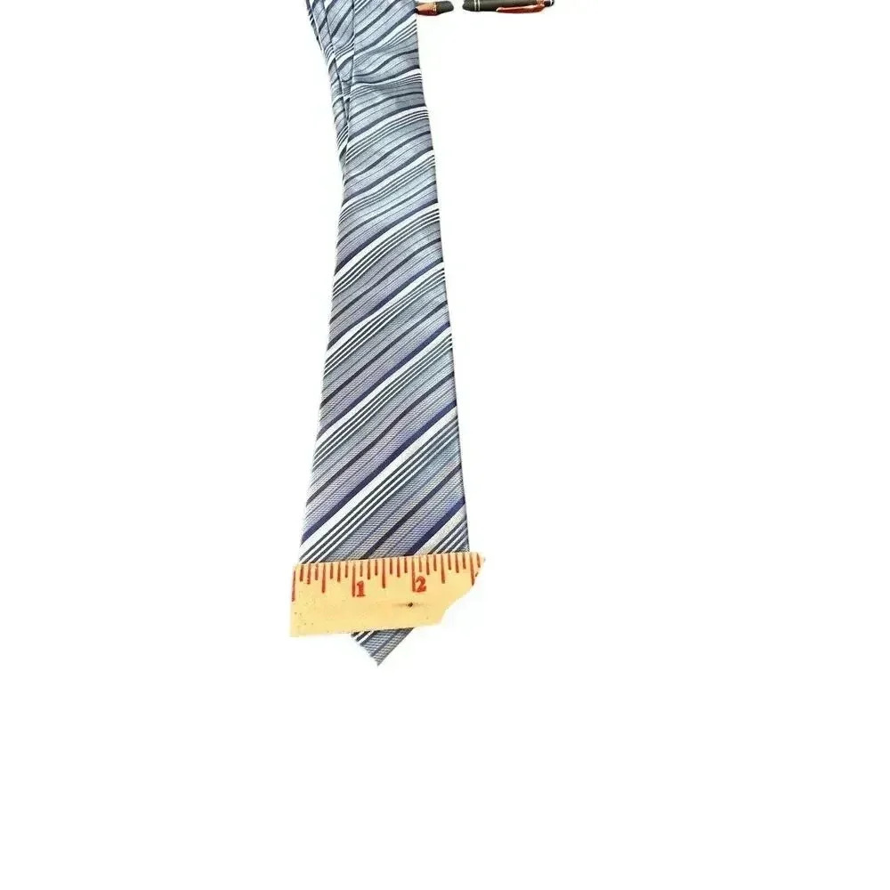 Adrienne Vittadini Mens Tie Necktie Diagonal Blue Purple Gray Stripe 3” X 61” - Picture 4 of 4